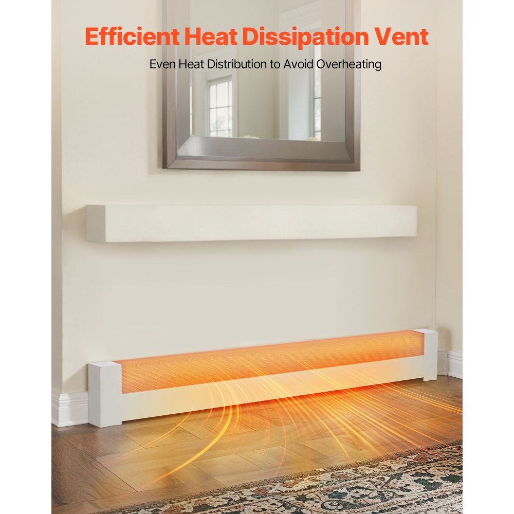 Heater Covers Basic Series 1526 x 80 x 193mm Standard Electric Radiator Front Cover Heavy Duty Steel Replacement Cover for Bedroom White