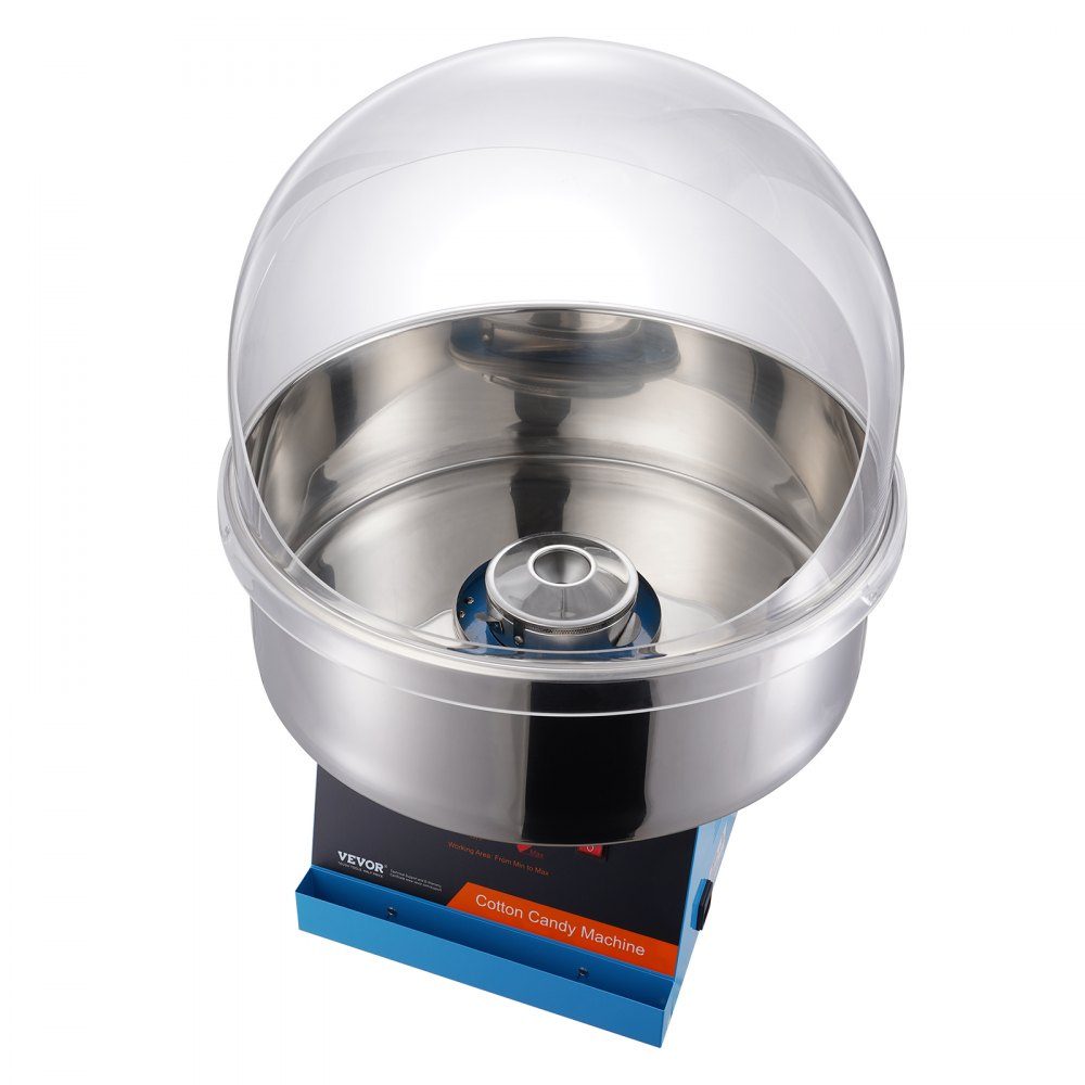 Elektrische suikerspinmachine, 1000 W suikerspinmachine, commerciële suikerspinmachine met deksel, roestvrijstalen kom en suikerlepel, perfect voor familiebijeenkomsten, feesten (blauw)