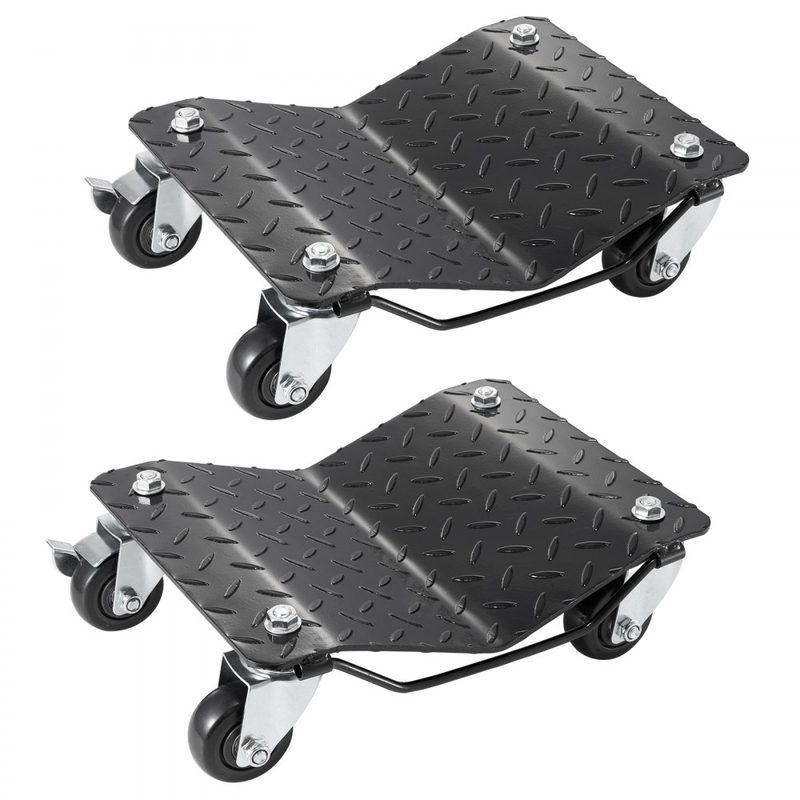 Chariot à pneus portable, paquet de 2, capacité de charge de 1400 kg, chariot d'urgence pour véhicule électrique, chariot à pneus à 4 roues, chariot mobile robuste, support de pneu en acier, adapté aux voitures, motos, pickups, etc.