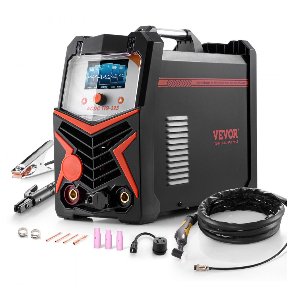TIG Welder, 6 in 1 Aluminum Welder (Large LED Display) - AC TIG/DC TIG/AC Pulse TIG/DC Pulse TIG/Spot TIG/MMA (Stick) Electric Welder with IGBT Inverter