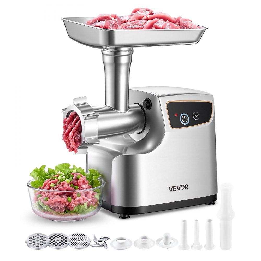 Fleischwolf, 2,3 kg/min Kapazität, elektrischer Fleischwolf #8 mit 3 Lochscheiben, 3 Wurstfüllrohren & Kubbe-Set, 700 W 2-in1 Küchenmaschine für die heimische Küche