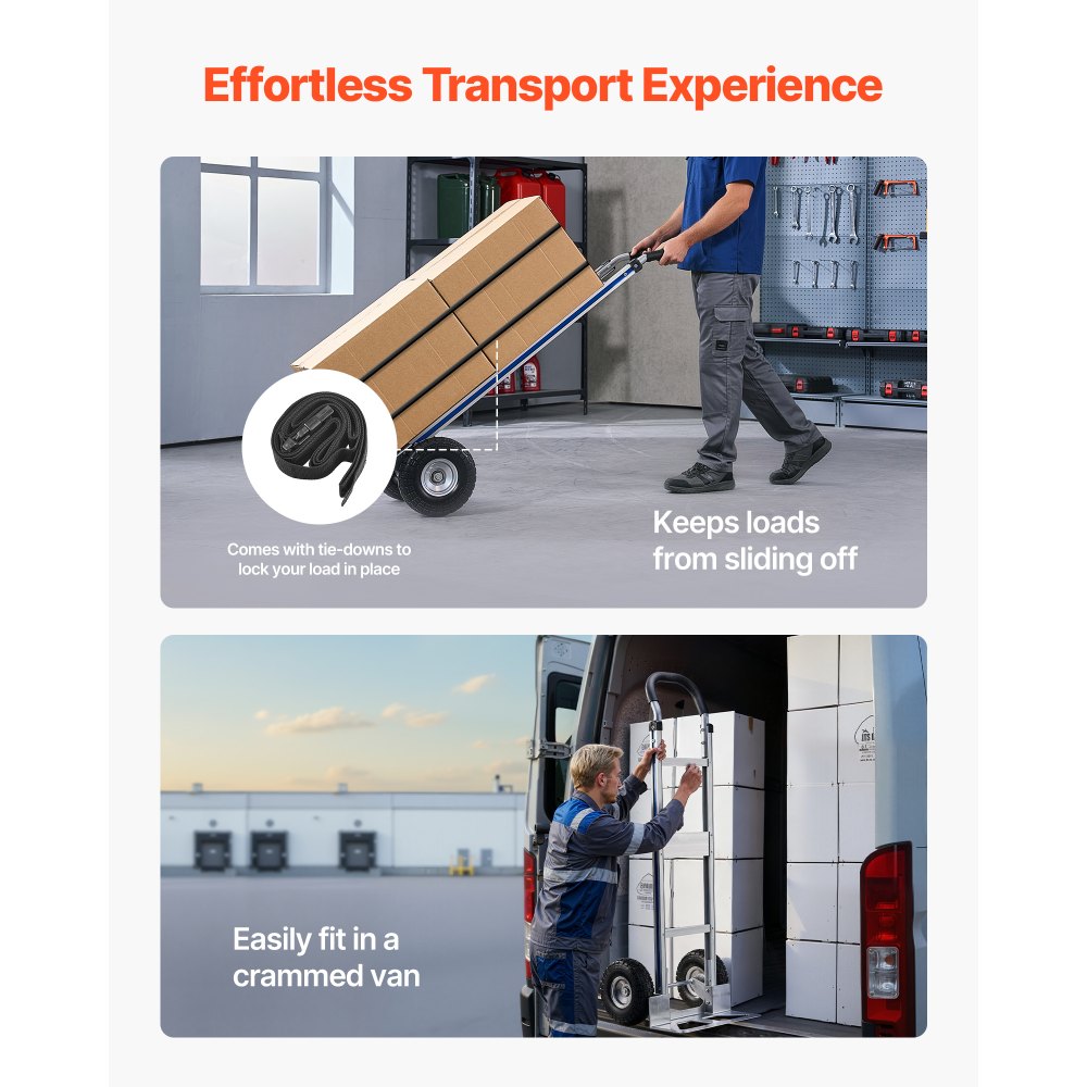 Sack Truck, 227kg Load Capacity, Heavy Duty Transport Truck with Handle, Aluminum Alloy Hand Truck with Lashing Strap, Stacking Truck for Moving Home, Office, Warehouse, 480x500x1340mm Sack Truck, 227kg Load Capacity, Heavy Duty Transport Truck with Handle, Aluminum Alloy Hand Truck with Lashing Strap, Stacking Truck for Moving Home, Office, Warehouse, 480x500x1340mm