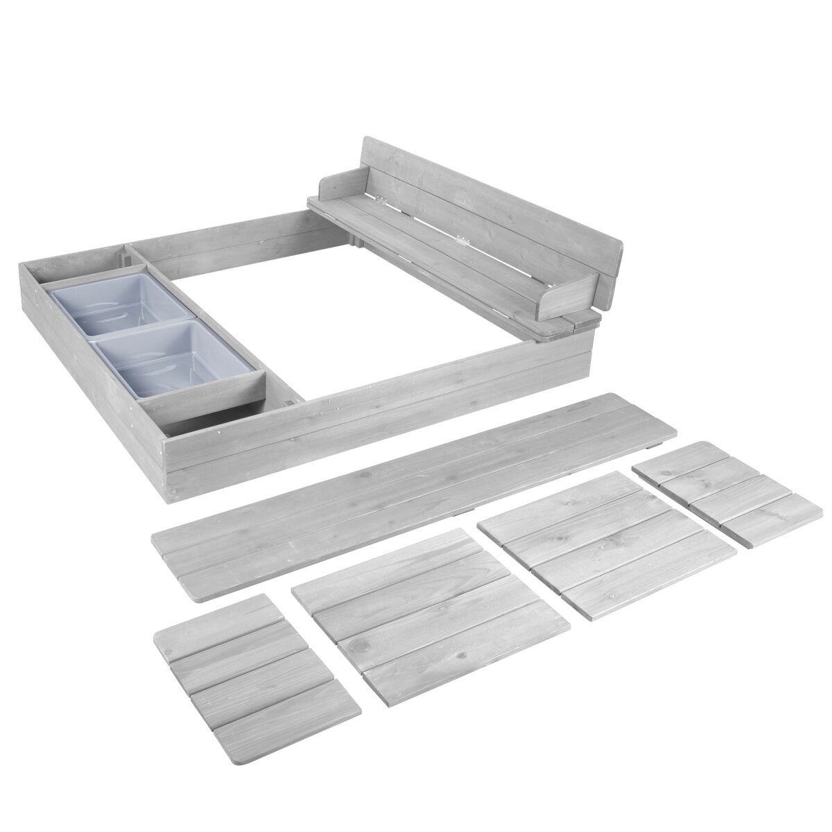 roba sandpit “Outdoor +” gray glazed, including folding bench & 2 play tubs