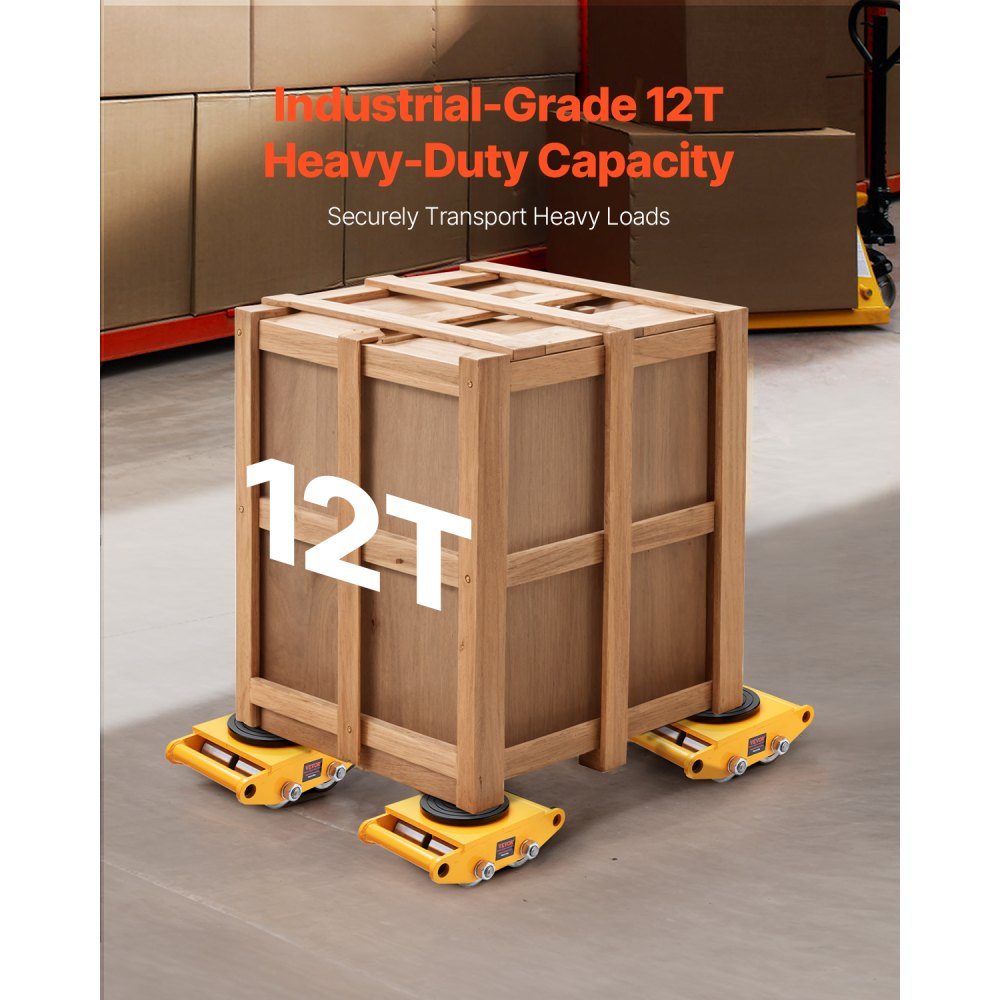4x armored rollers 12T transport chassis 280x210x105mm transport rollers with 4 directional wheels made of carbon steel industrial roller Ф 135x9mm swivel plate furniture transport aid transport roller