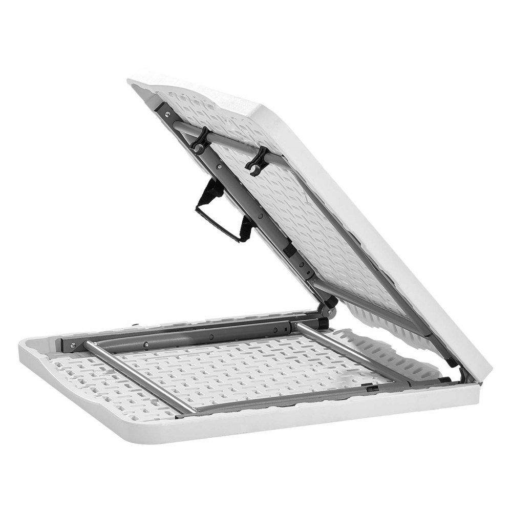 Klappbarer Buffettisch, tragbarer Allzwecktisch, 122 cm, rechteckiger Kunststofftisch mit verstellbarer Höhe und integriertem Griff, Gartentisch, Campingtisch für Partys, Picknick, Camping, weiß Klappbarer Buffettisch, tragbarer Allzwecktisch, 122 cm, rechteckiger Kunststofftisch mit verstellbarer Höhe und integriertem Griff, Gartentisch, Campingtisch für Partys, Picknick, Camping, weiß