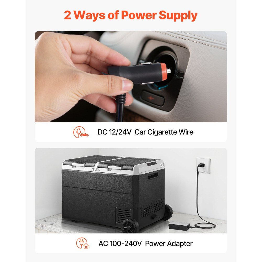 95L Electric Compressor Cooler, 12/24V DC & 100-240V AC, Portable Car Cooler Box with Wheels and Handle, Freezer up to -20°C, Mini Fridge for Car, RV, Truck, Camping and Outdoor