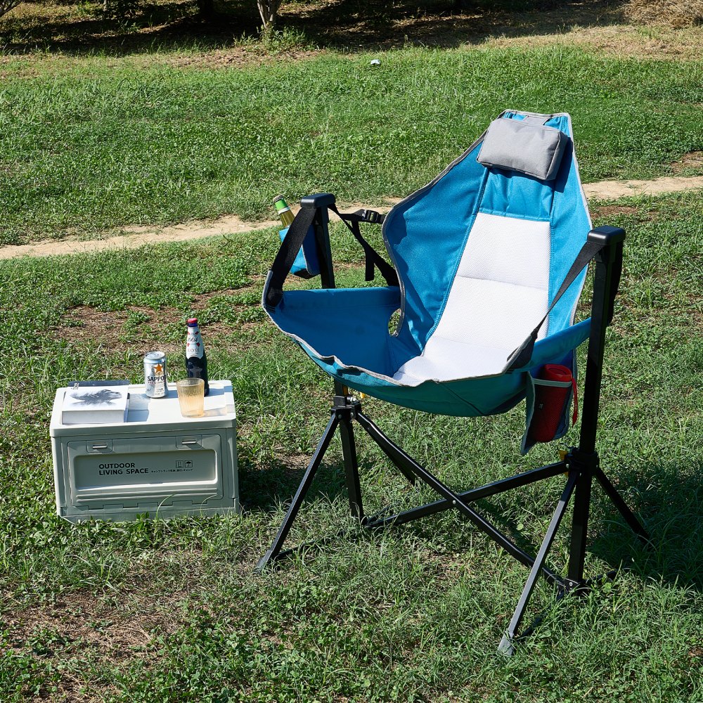Chaise de camping inclinable, capacité de charge de 300 livres, chaise suspendue de camping, chaise pliante avec porte-gobelet, sac de rangement, appui-tête et dossier réglable, pour le camping et autres activités de plein air Chaise de camping inclinable, capacité de charge de 300 livres, chaise suspendue de camping, chaise pliante avec porte-gobelet, sac de rangement, appui-tête et dossier réglable, pour le camping et autres activités de plein air