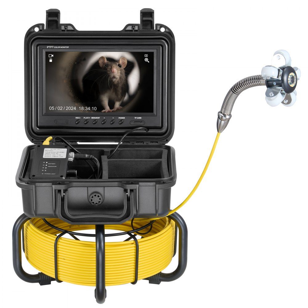Sewer Camera, 50m Self-Leveling Pipe Inspection Camera with 9" 1080P HD Screen, 36X Zoom, Waterproof IP68-Rohrkamera with Lights-12 LED, 32GB Card Borescope for Sewer Pipes