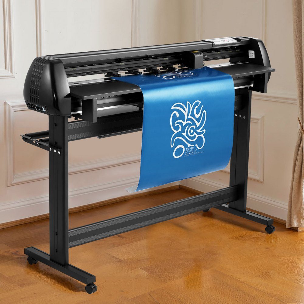 Vinyl-Schneidemaschine mit 135 cm maximaler Vorschubbreite, Doppelmessern und LED-Anzeige, verstellbares Vinyl-Schneideplotter-Set mit Aufkleberbögen, Transferfolien und Signmaster-Software
