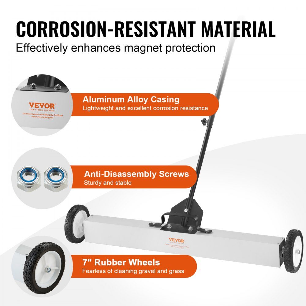 Magnetic broom magnetic sweeper 77-113 cm, magnetic sweeper magnetic broom magnetic broom magnetic lifter 24.9 kg magnetic force magnetic chip collector floor sweeper sweeper