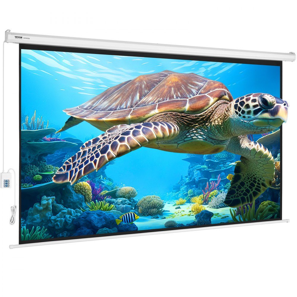 Motorized Projector Screen, 100 Inch 16:9 4K 1080 HD Electric Projector Screen, Automatic Projection Screen with Remote Control, Wall Mounted Cinema Screen for Family Home Office Theater