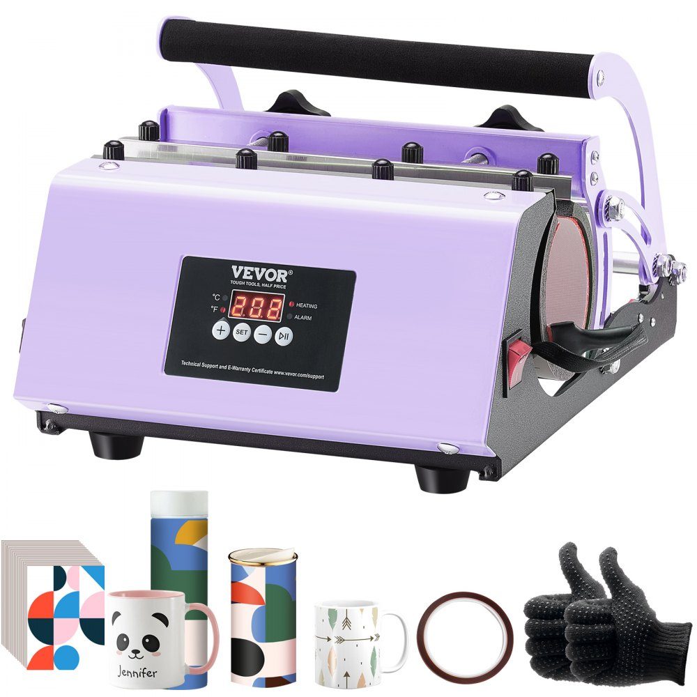 Tumbler Heat Press, 11-30oz mokpers, verwarmt snel en gelijkmatig, Tumbler Press met sublimatiepapier, tape en handschoenen, temperatuur- en tijdinstelling