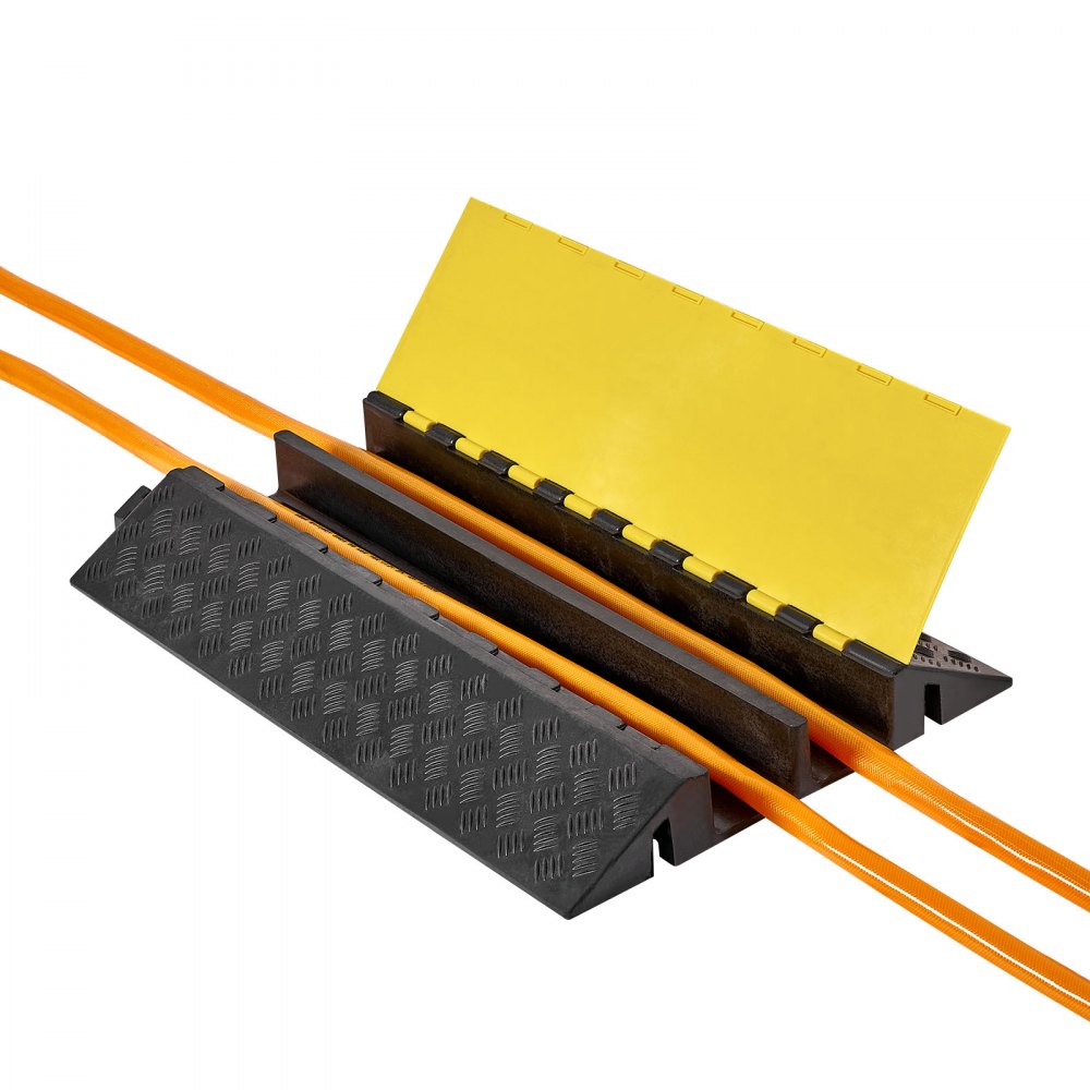 950 mm kabelbrug 9979 kg 2 kanalen (100 x 75 mm) rubberen overloopbeveiliging struikelbeveiliging vloerafdekkingen voor gebieden met hoge drempels thuiskantoor magazijn pak van 1