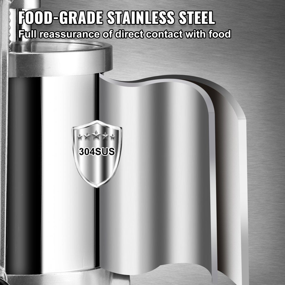 Ręczna nadziewarka do kiełbas, nadziewarka do kiełbas 1,5 l, stal nierdzewna + aluminium, profesjonalna nadziewarka do kiełbas w kolorze srebrnym, w zestawie tuby nadziewcze 16/19/22 mm, pionowa prasa do kiełbasy z zaciskiem stołowym, własnej roboty
