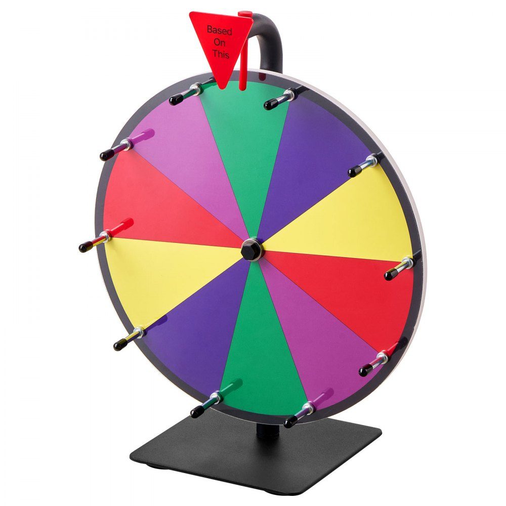Roue de la Fortune, Roue (305 mm), 10 Compartiments, Roue de la Fortune avec Support, Jeux de Loterie, Compétition, Roulette, avec Tableau Éponge et 2 Marqueurs, 6 Couleurs, Roue des Prix Rotative, Idéale pour Fête, Pub, Foire Commerciale