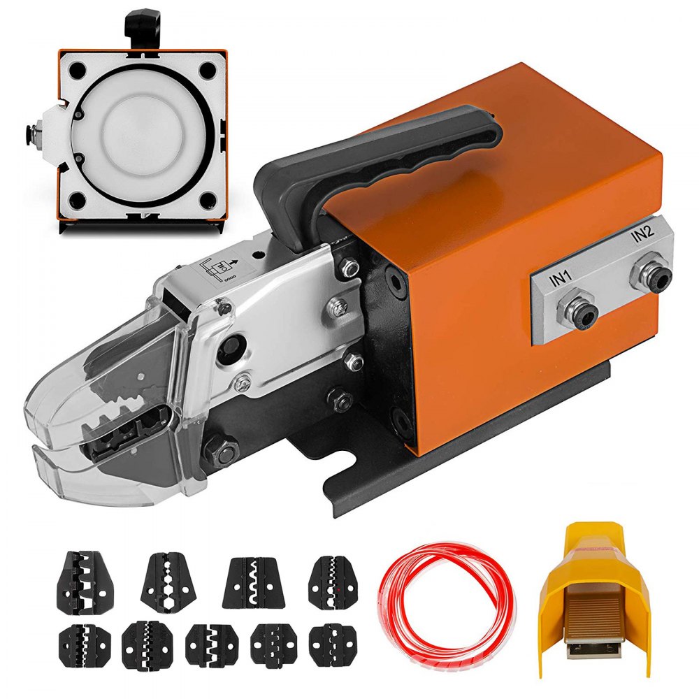 Am-10 Pneumatic Crimping Tool, Air Powered Cable Lug Crimping Machine for Crimping up to 16mm², Pneumatic Crimping Tool Machine with 10 Sets of Dies Am-10 Pneumatic Crimping Tool, Air Powered Cable Lug Crimping Machine for Crimping up to 16mm², Pneumatic Crimping Tool Machine with 10 Sets of Dies