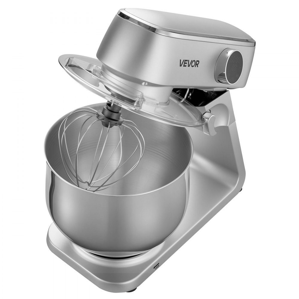 Kneading machine, food processor for baking, 1800 W dough machine with stainless steel bowls (7.4 l) and dough hook, beater and whisk, 10-way adjustable tilt mixer, stand mixer