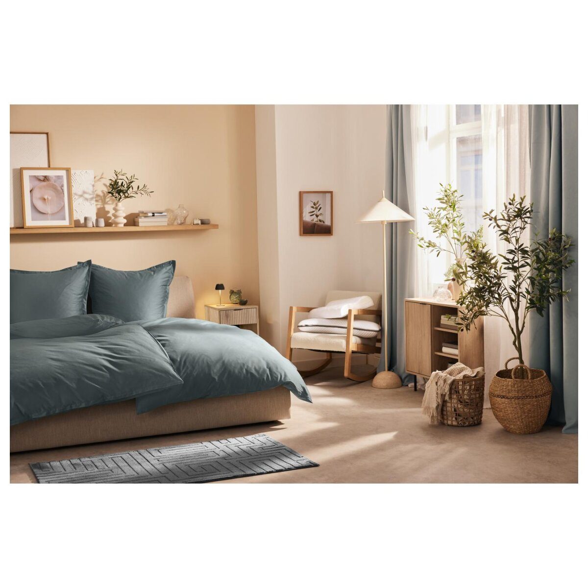 LIVARNO home bed linen, made of lyocell satin, 200 x 220 cm, gray