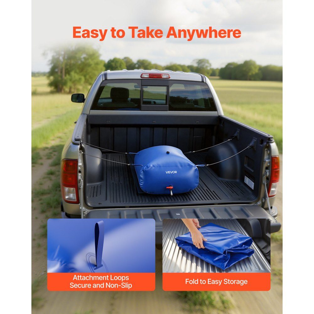 Water Storage Bladder, 330L Water Bag with Faucet, Foldable and Portable Water Bag Made of 1000D PVC, Water Storage for Irrigation System, Drought Resistance and Disasters, Blue