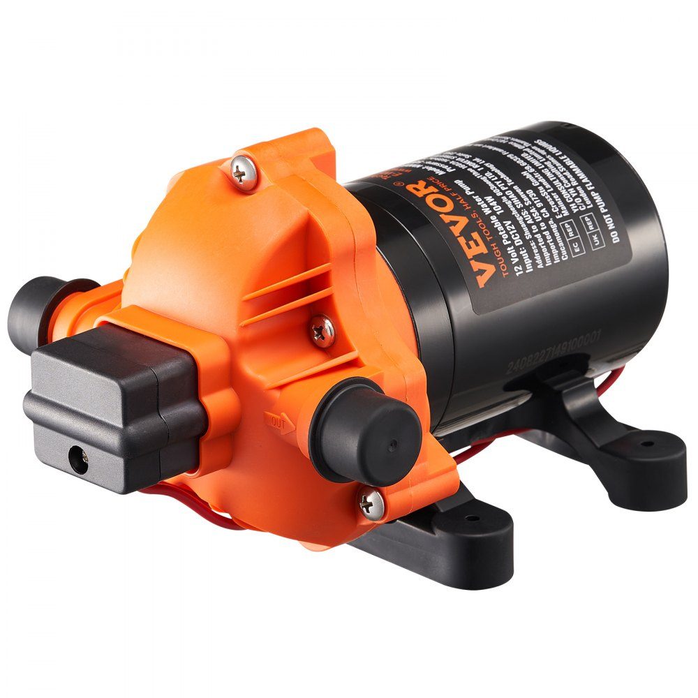 12-V-Membranpumpe, 13,25 l/min, 3-Kammer-Gleichstrom-Wasserpumpe mit automatischem Druckschalter, 40–100 PSI, verstellbar, 50 PSI, 1/2 Zoll MNPT-Anschluss für Wohnmobil, Yacht, Food Truck, Camper, Marine