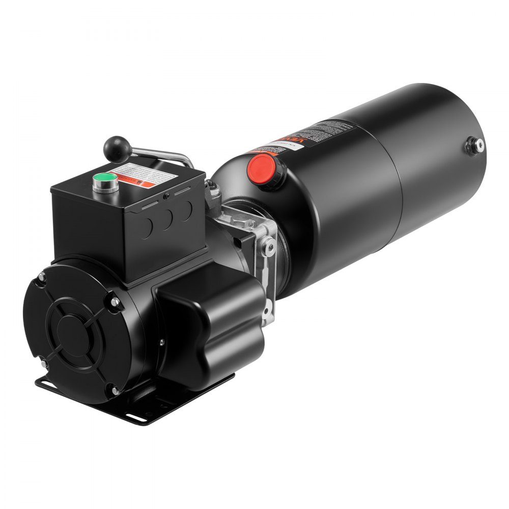 Hydraulic Pump Hydraulic Units AC 220V, 10Qt Single Acting Hydraulic Unit, 6.3L/min Oil Flow, Max Delivery Pressure 22MPa for Dump Trucks, Automotive Workshops, Lifts, Black