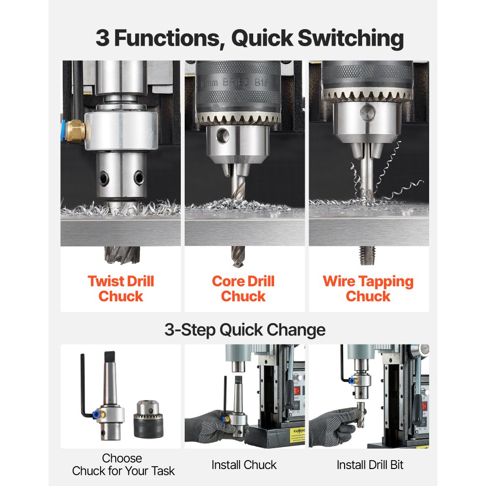Perceuse magnétique 1,5 kW, diamètre de perçage 60 mm, puissance 13 000 N, perceuse magnétique avec cône Morse et vitesses réglables, filetage M3-M16 pour surfaces métalliques, bricoleurs Perceuse magnétique 1,5 kW, diamètre de perçage 60 mm, puissance 13 000 N, perceuse magnétique avec cône Morse et vitesses réglables, filetage M3-M16 pour surfaces métalliques, bricoleurs