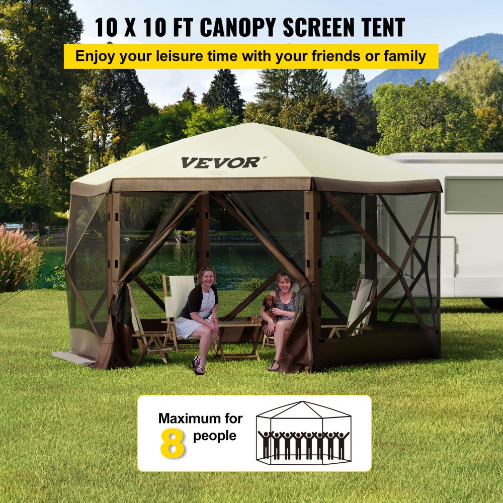 Opvouwbare tuinpaviljoen 3,05 m x 3,05 m 6-zijdige pop-up campingluifeltent met gaasramen, draagbare draagtas, grondpinnen, groot tuinpaviljoen voor buitenkamperen, gazon en achtertuin Opvouwbare tuinpaviljoen 3,05 m x 3,05 m 6-zijdige pop-up campingluifeltent met gaasramen, draagbare draagtas, grondpinnen, groot tuinpaviljoen voor buitenkamperen, gazon en achtertuin