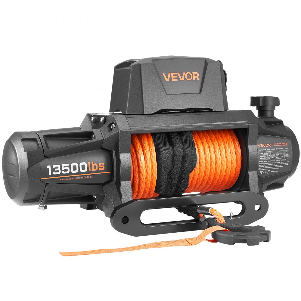 Elektrische Winde, 6100 kg 12 V DC LKW-Winde mit Φ 9,5 mm x 28 m synthetischem Seil, kabellose und kabelgebundene Fernbedienung, IP68 zum Ziehen von SUVs, Jeeps, Anhängern und Booten Elektrische Winde, 6100 kg 12 V DC LKW-Winde mit Φ 9,5 mm x 28 m synthetischem Seil, kabellose und kabelgebundene Fernbedienung, IP68 zum Ziehen von SUVs, Jeeps, Anhängern und Booten