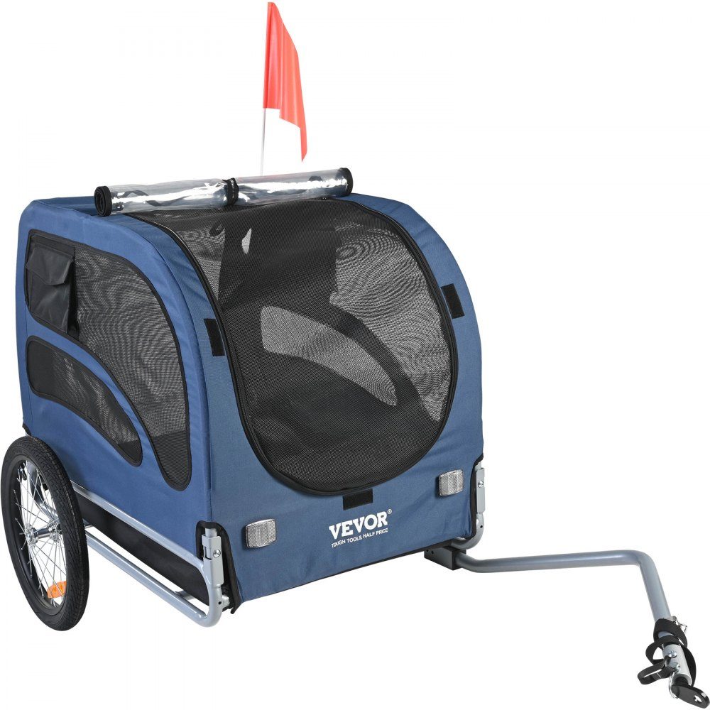 Hondenkar 45 kg Fietskar Koolstofstaal + 600D Oxford Doek + PP Opvouwbaar 1440 x 725 x 845 mm Opgevouwen aanhanger Afmeting 810 x 570 x 195 mm Blauw – Artikelnr. HT-22388