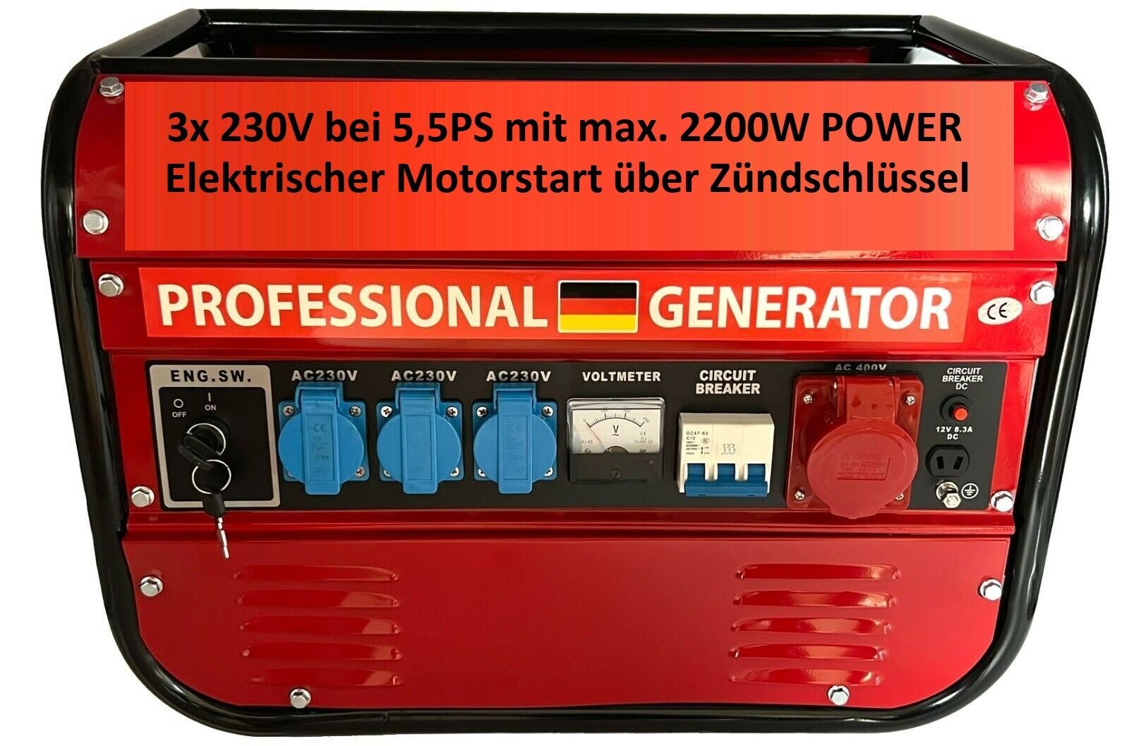Générateur de secours Générateur essence 5,5 CV 2200 watts Générateur de secours Générateur essence 5,5 CV 2200 watts