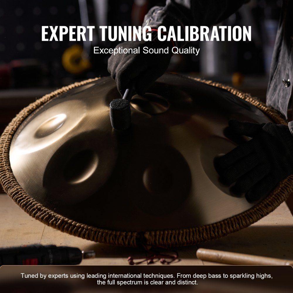 Handpan 55cm 10 Notes D Minor Hand Drum Drum Instrument with Mallets 432Hz Handpan Stand and Carry Bag Healing Steel Sound Drum Percussion Instruments for Adults and Beginners