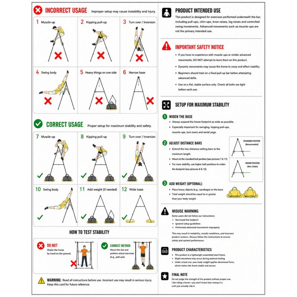 Support de balançoire pour support de yoga avec max. Capacité de charge de 200 kg et mousse EVA et réglage horizontal à 4 niveaux et vertical à 6 niveaux, cadre de hamac multifonctionnel (cadre uniquement)