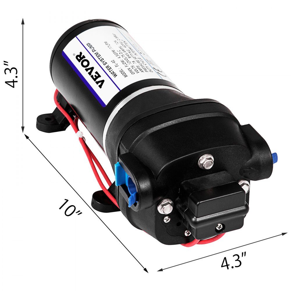 Wasserpumpe Hochdruckmembran 12 V, Hochdruckwasserpumpe 17 L/min, selbstansaugende Membranpumpe 2m, 3-Kammer-Membran, Membranpumpe mit Thermoschutz, für Kraftfahrzeuge, Wohnmobile