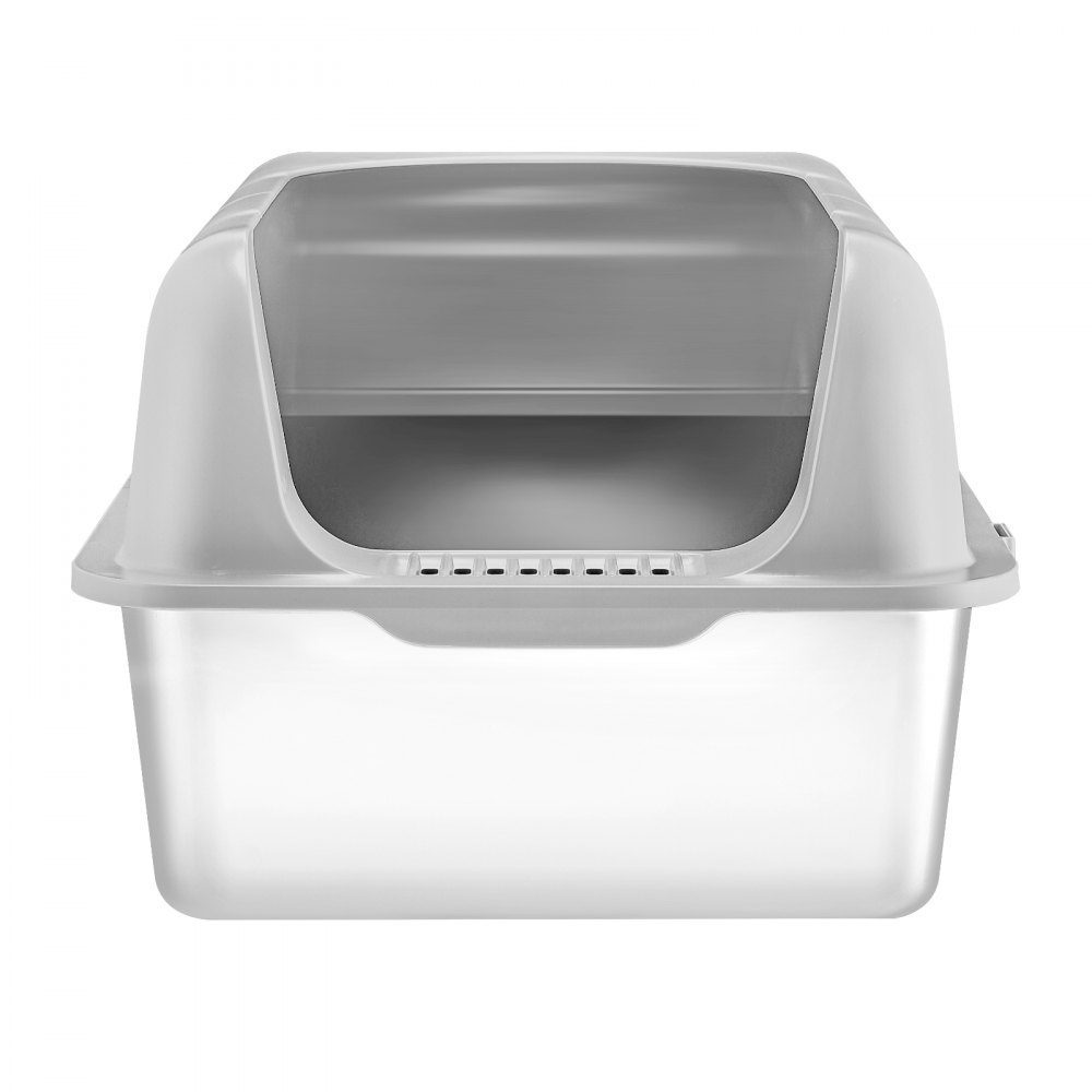 Litter Box 6" Deep XL Extra Large Stainless Steel Litter Box with Scoop Wide Filter Base and High Sides Closed Odor Free Easy Clean Litter Box Suitable for Large Cats