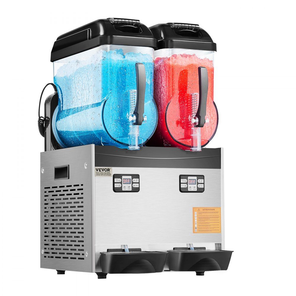 Machine à Slush Commerciale 12L x 2 Machine à Crème Glacée à Double Réservoir Machine à Slush pour Boissons Glacées Machine à Smoothie Margarita 96 Tasses pour Fête à Domicile Restaurant Café Bar