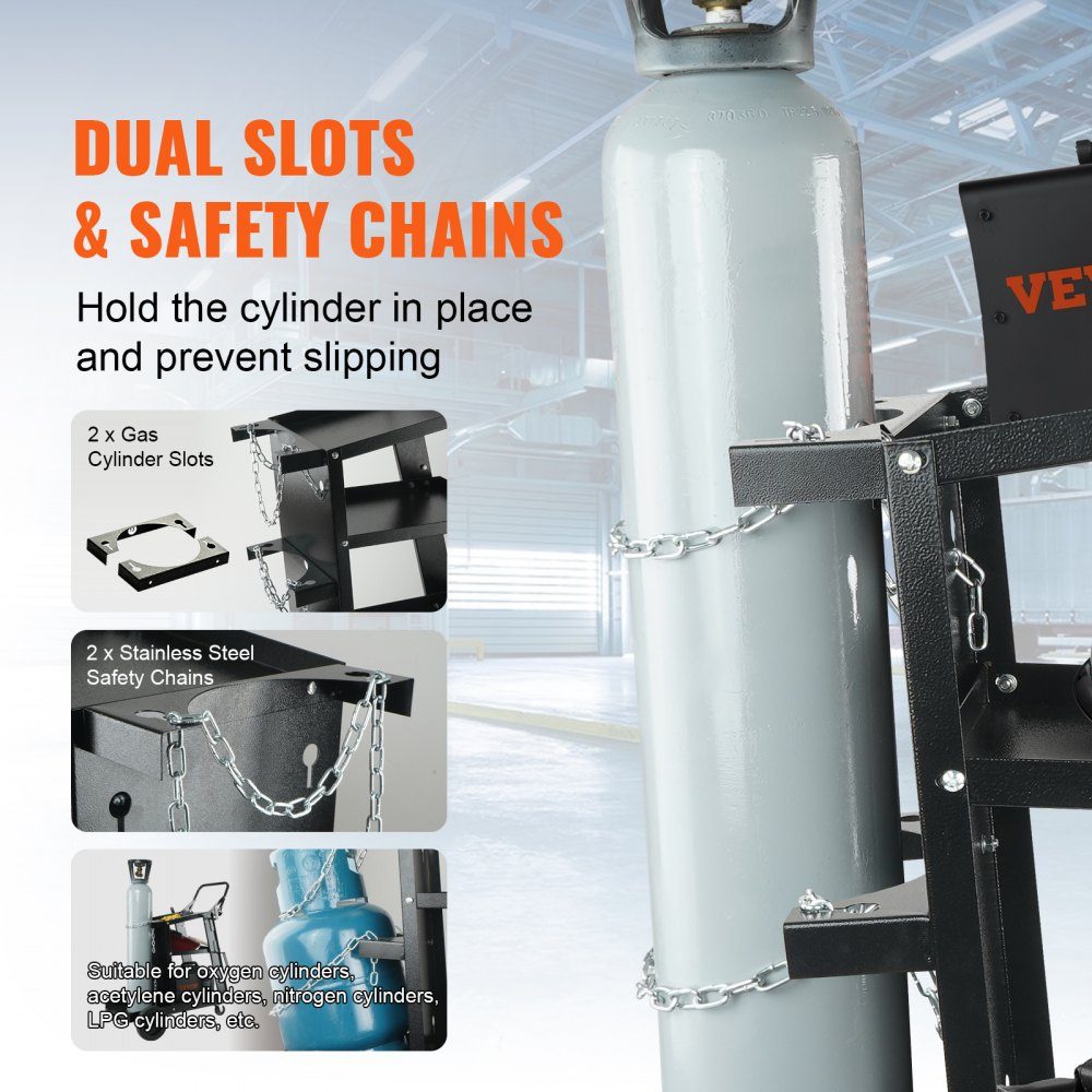 Welding trolley 3 floors Welding mobile max. 168-181 kg. Trolley for welding machines with 2 gas bottle holders. Ideal for manual welding, inert gas welding, argon arc welding