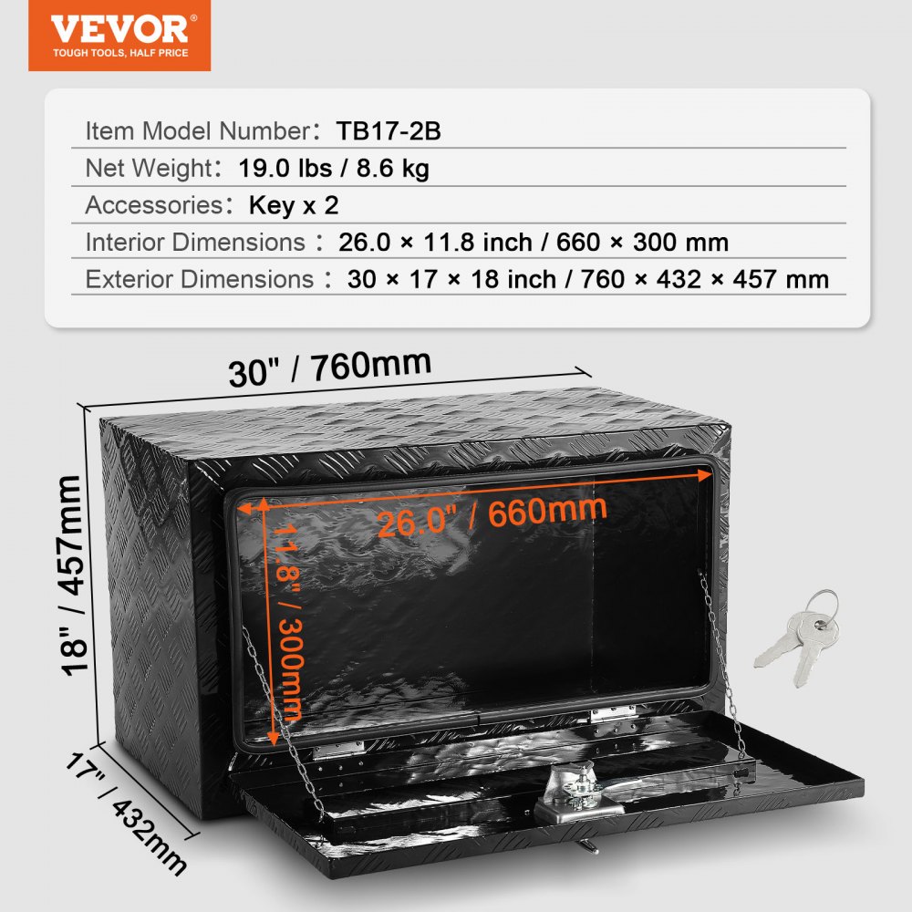 Truckbox Tool Box, Underbody Trailer Box, Tool Box 760x432x457mm Pickup Storage Box, Aluminum Alloy, 30kg Heavy Duty Tool Box, Lockable Storage Box Truckbox Tool Box, Underbody Trailer Box, Tool Box 760x432x457mm Pickup Storage Box, Aluminum Alloy, 30kg Heavy Duty Tool Box, Lockable Storage Box
