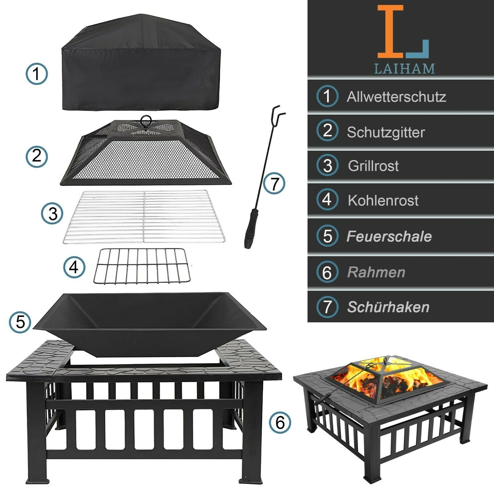 #SALE# XXXL 3 in 1 Feuerschale Grill BBQ Smoker