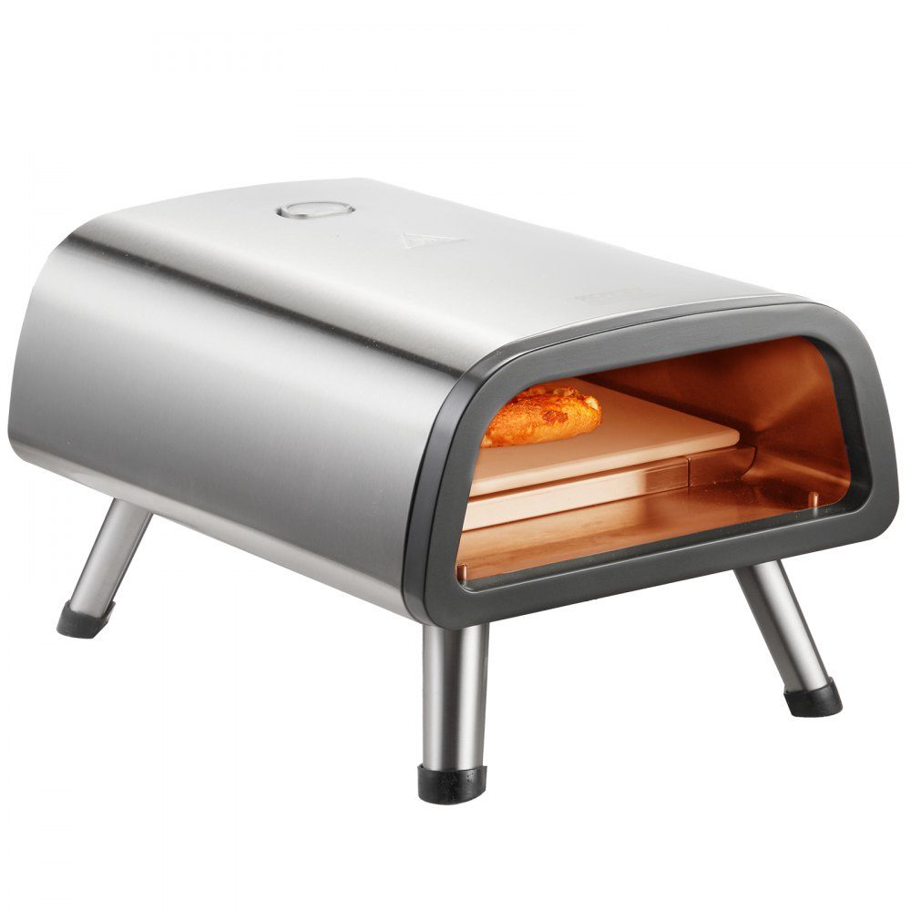 Elektrische pizzaoven, oven 305 mm, roestvrijstalen pizzamaker met pizzasteen, spatel, dubbele knop, verwarmt tot 427°C, multifunctionele pizzaoven voor het bakken van pretzels in een restaurant thuis