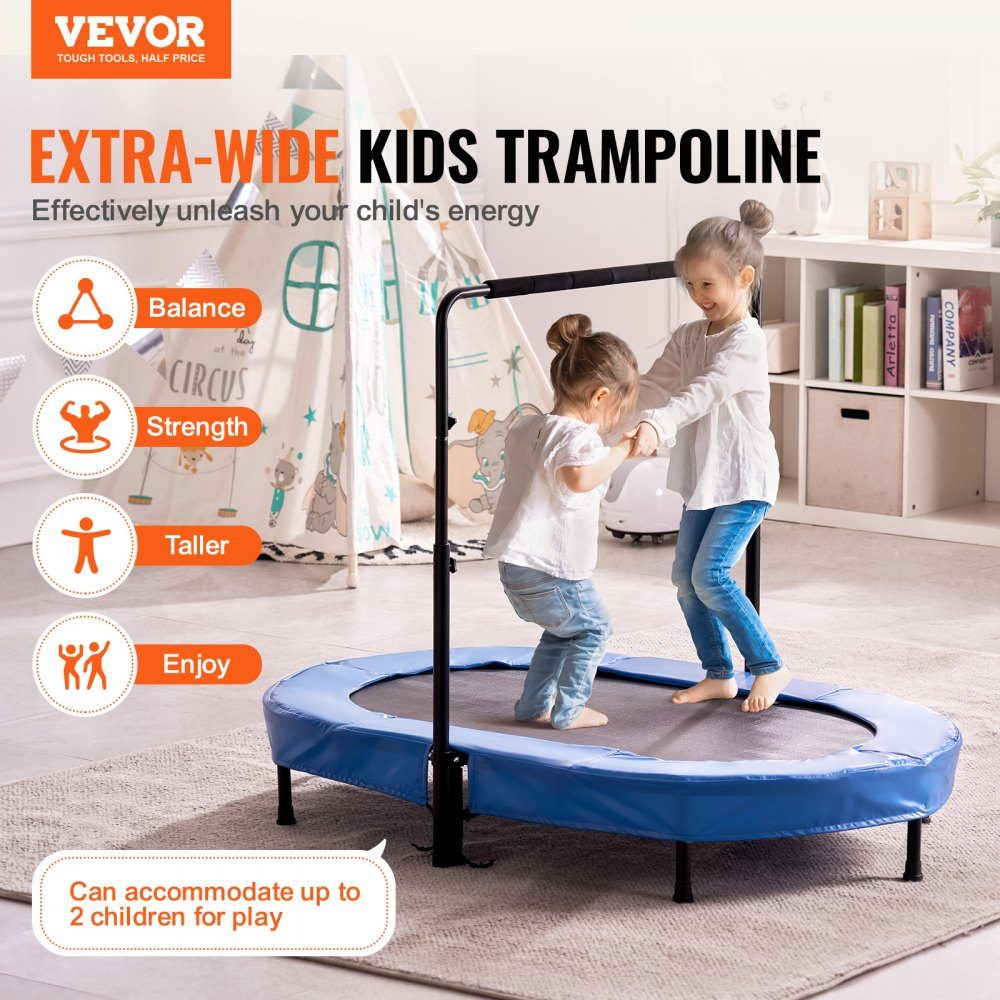 Kids Trampoline Indoor/Outdoor Trampoline, Foldable Mini Trampoline with Handle, Rebounder Trampoline, Garden Trampoline for Toddlers, Birthday Gift for Kids Ages 3 and Up for Fun, Blue