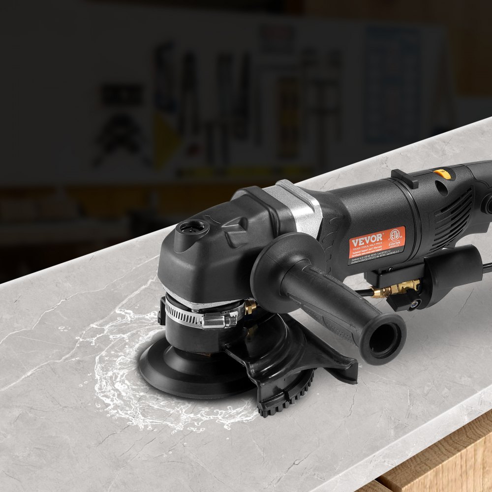 Natte polijstmachine 800W, 4" betonslijpmachine met 6 variabele snelheden en 7 polijstsets, natte slijpmachine voor marmer, graniet, steen, rotsen, tegels, uitgerust met een RCD (700-3000 RPM)