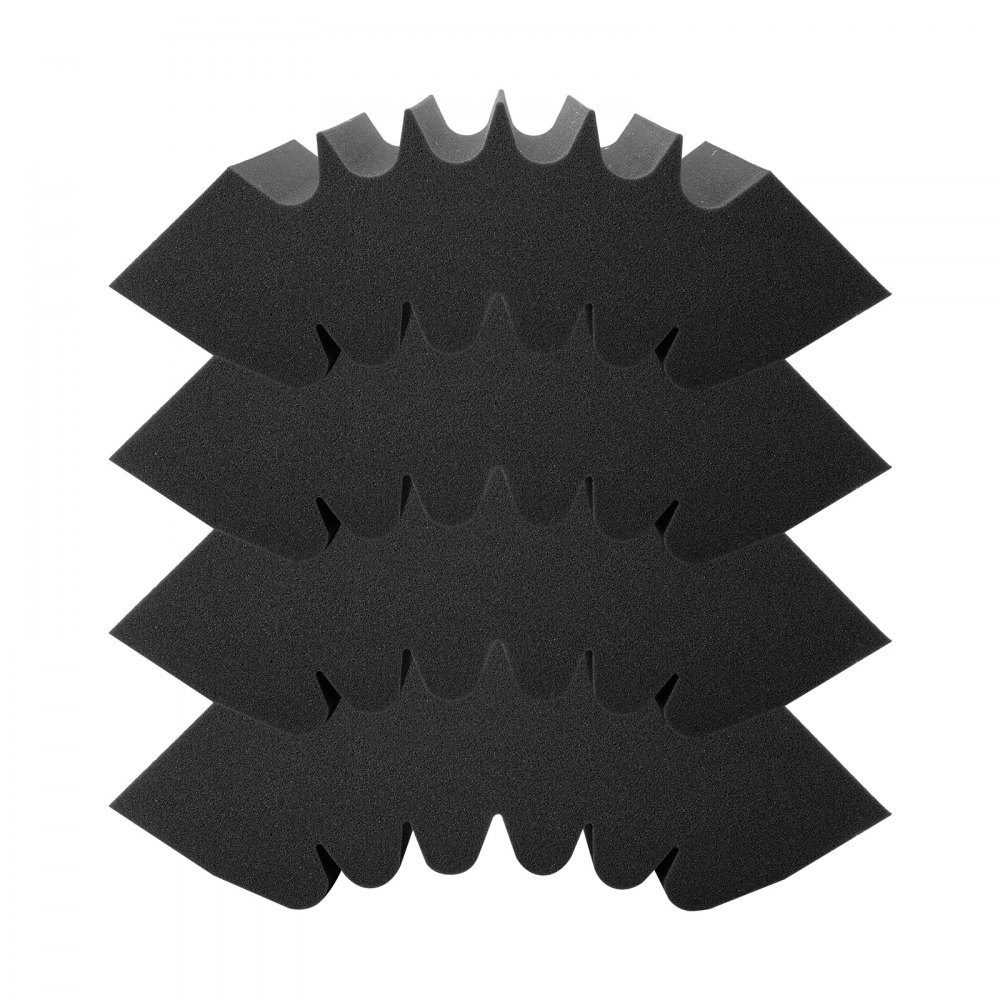 Akustikschaum-Akustikplatten 4er-Set, 42x16x30cm, selbstklebende schalldichte Wandpaneele, Akustikplatte, Akustikschaummatten für Studiowände & -decken, schwarz