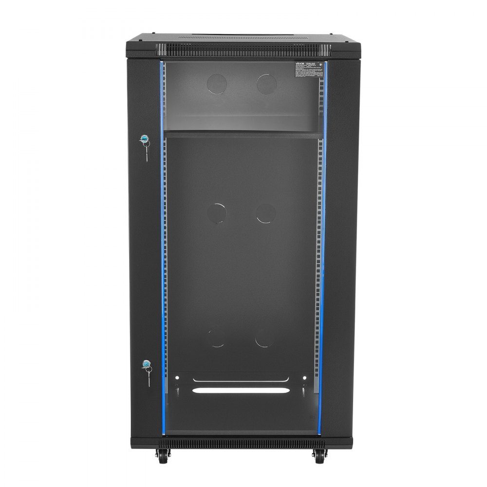 22U-Netzwerkschrank, 600 mm Tiefe, 136 kg maximale Tragfähigkeit, Serverschrank-Rack-Gehäuse mit abschließbarer Tür aus gehärtetem Glas, Seitenwände, Server-Rack für IT-Geräte, A/V-Geräte