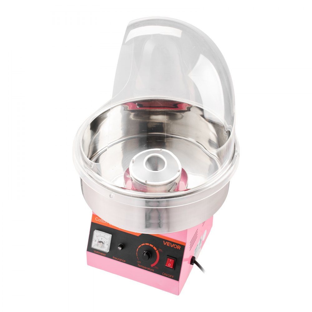 Elektrische suikerspinmachine 1000W, suikerspinmachine met deksel en roestvrijstalen kom en suikerlepel, ideaal voor carnaval, verjaardagen, familiebijeenkomsten, suikerspinmachine roze