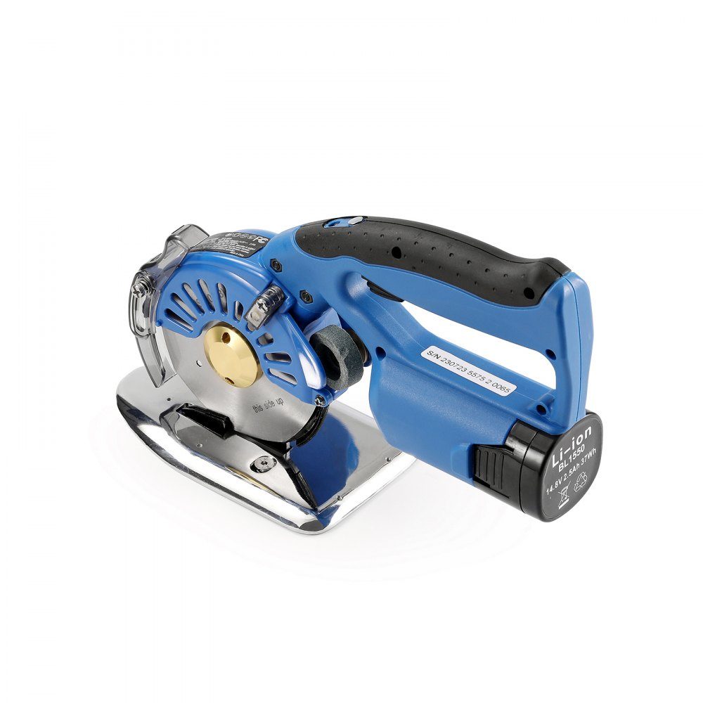Portable Fabric Cutter 150W Electric Industrial Fabric Cutter Blade Size: 100mm Maximum Cutting Thickness: 27mm Cordless Fabric Scissors Made of Alloy Steel Ideal for Fabric, Cloth, etc
