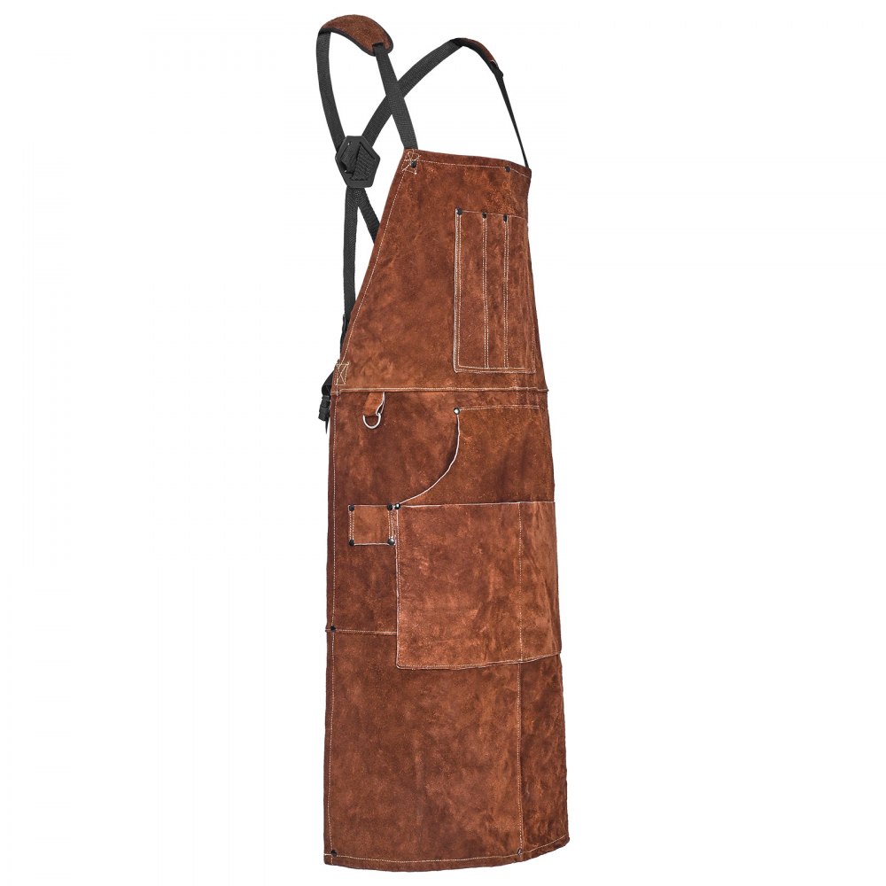 Koeienhuid Lasschort Vlamvertragend Beschermend Schort Hittebestendig Leren Schort met 6 Gereedschapszakken Werkschort voor Houtbewerking Tuinieren BBQ 610x914mm Koeienhuid Lasschort Vlamvertragend Beschermend Schort Hittebestendig Leren Schort met 6 Gereedschapszakken Werkschort voor Houtbewerking Tuinieren BBQ 610x914mm