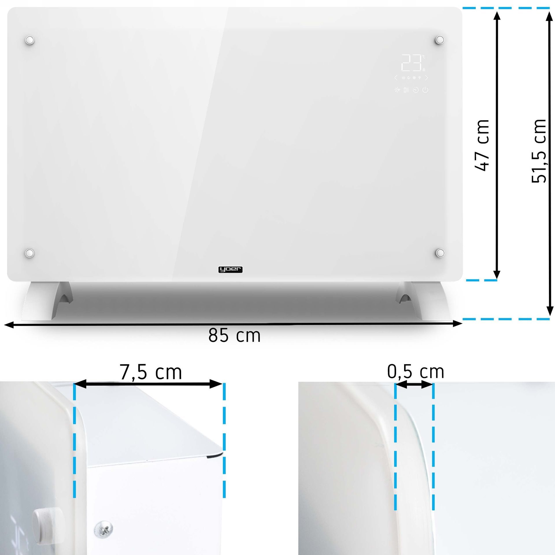 Elektrische glasverwarmer 2500W - WiFi-bediening, timer en energiebesparende modus