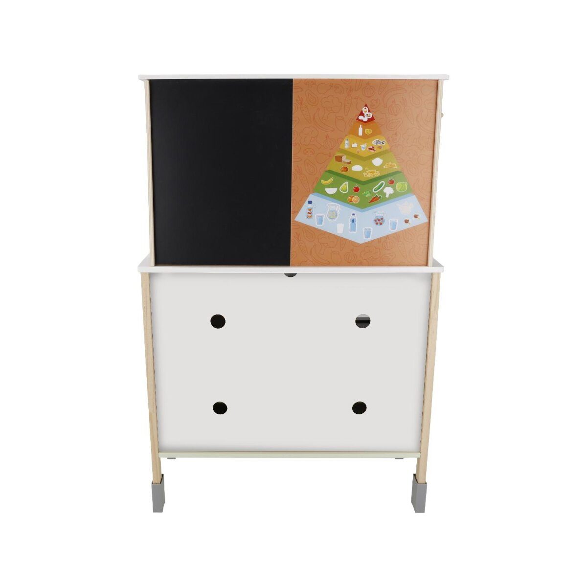 LUPILU® wooden kitchen, 3-way height adjustable, with playable back