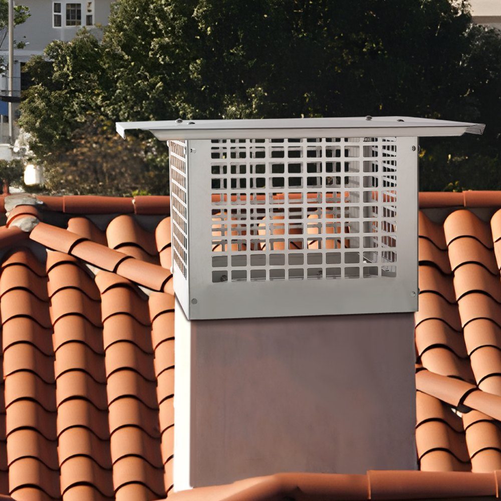 Couvercle de cheminée en acier inoxydable 304, 582x582x245mm, couvercle de cheminée, protection contre les oiseaux, hotte de cheminée, 2 méthodes d'installation, la cheminée est compatible avec différents types de cheminée