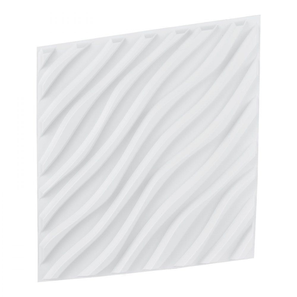 Lot de 12 panneaux muraux 3D en PVC 50 x 50 cm - Panneaux muraux minimalistes modernes - 2,97 m² - Design d'intérieur pour chambre à coucher, salon, salle de jeux - Blanc mat